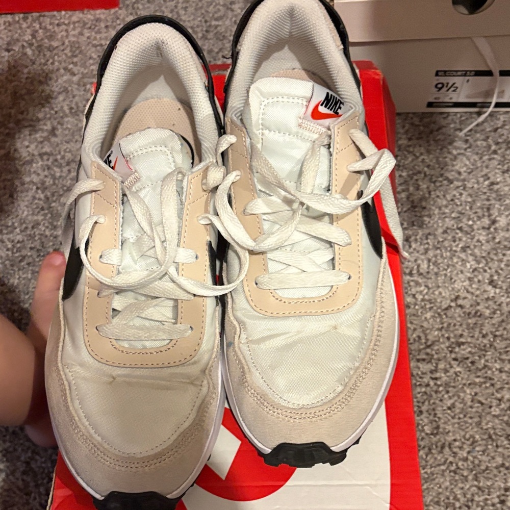Nike White and Tan Athletic Shoes